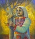 Palestinian Woman and Olive Tree Sliman Mansour