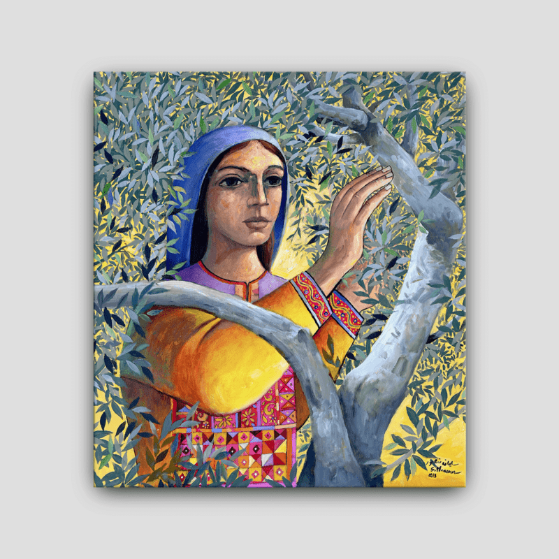 WOMAN PICKING OLIVES BY SLIMAN MANSOUR